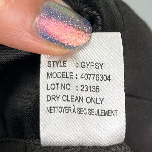 Theory "Gypsy" Satin Pleated Knee Length Skirt Back Buttons Brown Black sz 0 - Picture 10 of 12